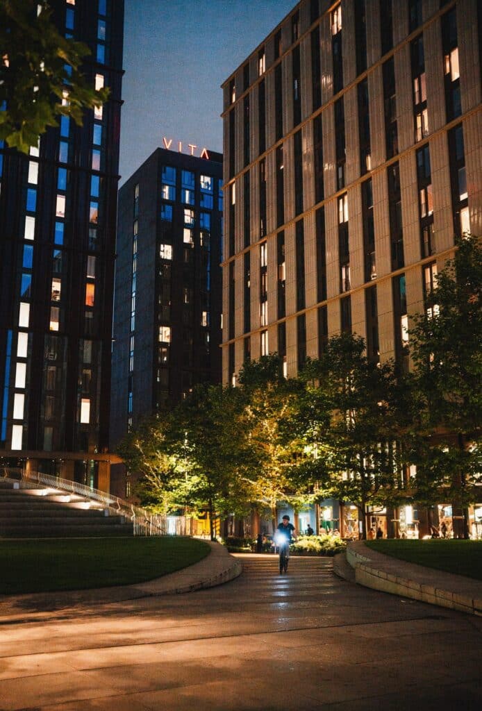 Manchester city centre at night